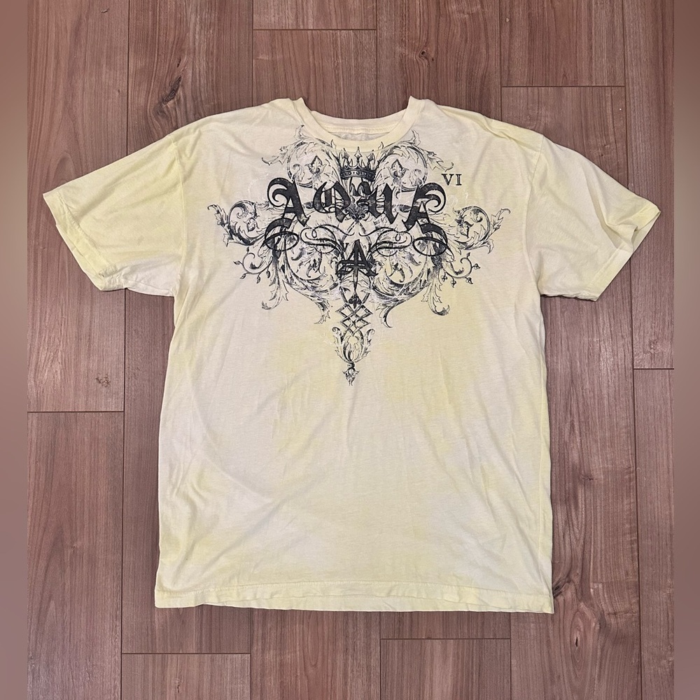 Aqua VI graphic yellow/white vintage T-shirt
